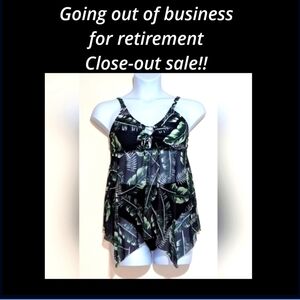 Tropical Print Asymmetrical Hem Bikini Swim Plus Size 3X NWT